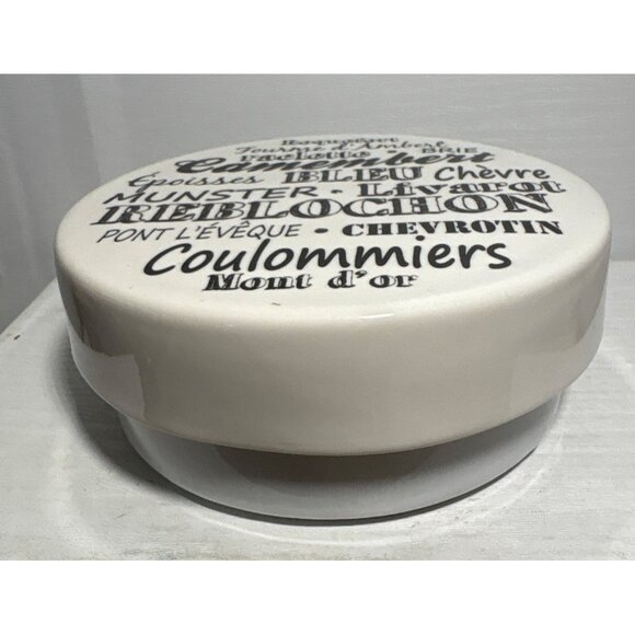 Gourmet Village Ceramic Cheese Baker Round With Decorative French Cheese Names - Picture 2 of 8